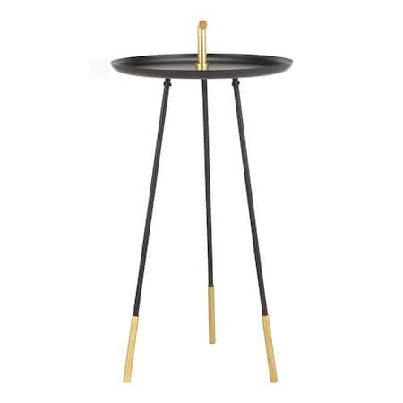 Safavieh 15.7 x 15.7 x 28 in. Delia Handle Side Table with Matte Black & Gold Iron FOX4524A